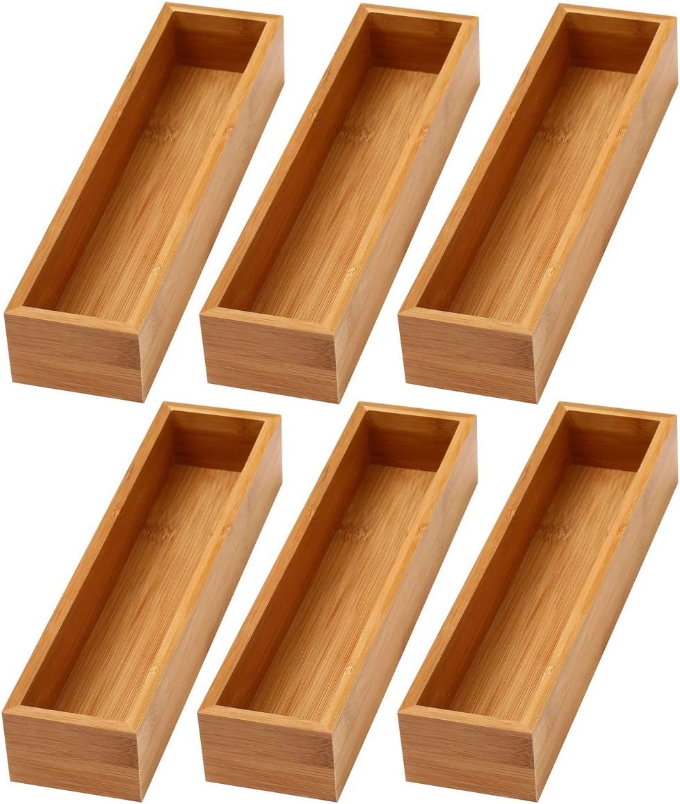 YBM Home Bamboo Drawer Organizer Storage Box for Kitchen Drawer, Junk Drawer, Office, Bedroom