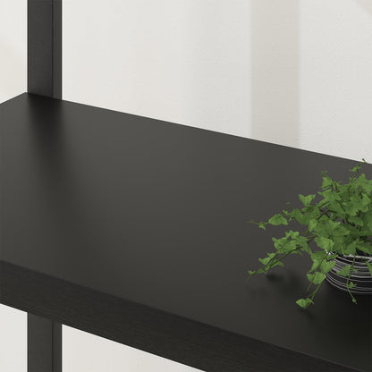 LVB 6 Tier Tall Black Bookshelf, Modern Large Wide Book Rack Storage, Industrial Wood Metal Etagere 6 Shelf Bookcase, Farmhouse Open Display Book Shelf Organizer for Bedroom Living Room Office, Black