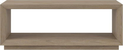 Henn&Hart 48" Rectangular Coffee Table with Open Storage Shelf for Living Room, Family Room, or Office, Antiqued Gray Oak