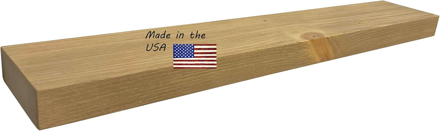 joelsantiques 48 Inch Wooden Floating Shelves for Wall - 48x6x2 in - Made of Natural Wood - Long Heavy Duty Rustic Wall Shelves for Bedroom - Perfect for Living Room, Kitchen - Natural