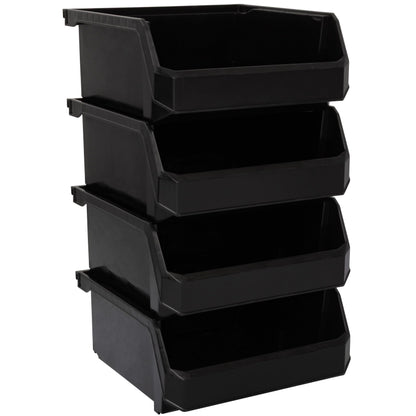 ReadySpace Medium-Wide Stackable Plastic Storage Bins, 4-Pack, Black