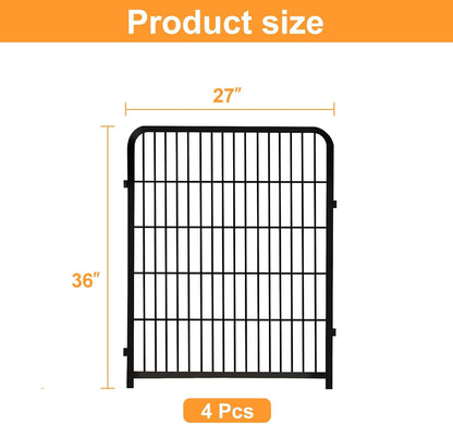 Garden Fencing 36 Inch High, 4 Panels Total 8.9 Ft(L) Dog Fence Outdoor for Yard, 4 One-Sided Plate, No Door, Anti Dig Fence Barrier, Dog Pen, Rabbit Fences, Garden Fences and Borders