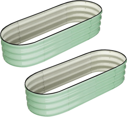 2 Pcs 4.5x2x1ft Oval Raised Garden Bed, Galvanized Raised Beds,Open-Ended Base Metal Raised Planter Beds,Garden Bed Outdoor,Planter Raised Boxes for Vegetables, Flowers,Tool-Free Asse,Green