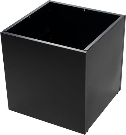Kozyard 20'' Cube Metal Planter Steel Planter Box Black Steel Flower Pot with Saucer Partition Panel for Trees Plants Flowers Indoor Outdoor Garden Patio Deck Yard