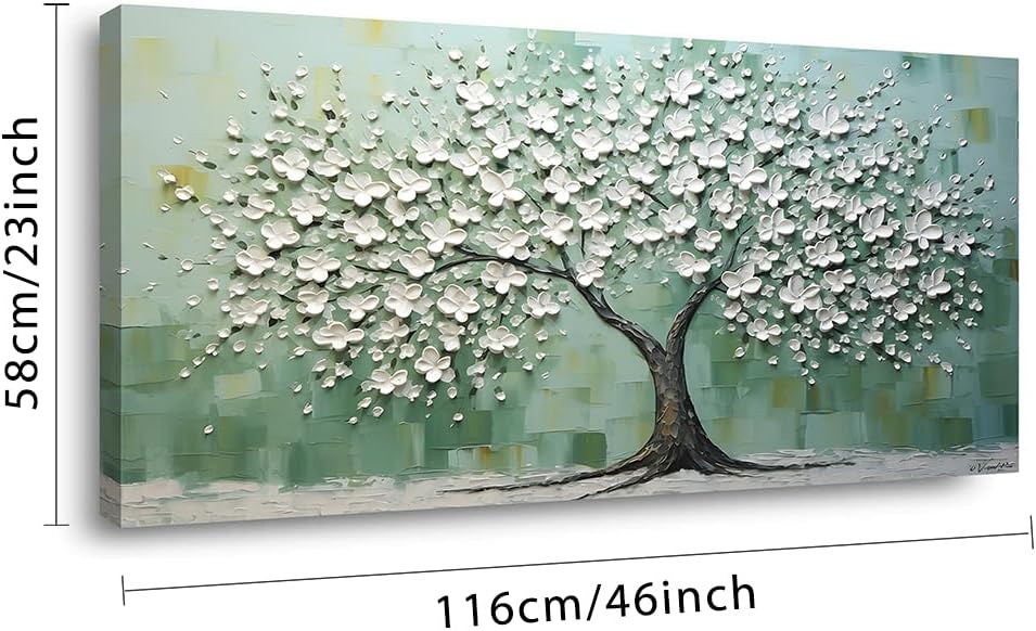 LASMOND Turquoise Tree of Life Wall Art for Living Room Canvas Prints Artwork Modern Abstract Bedroom Office Painting Decor (46x23 Inches)