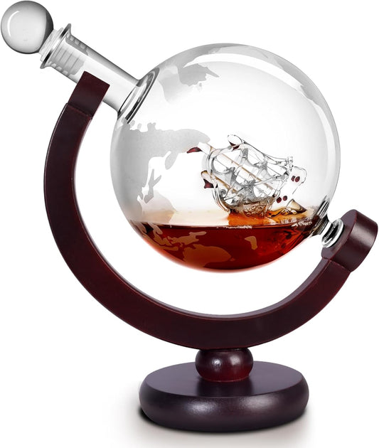Whiskey Decanter for Men, Whiskey Globe Decanter for Liquor, Bourbon, Vodka, Cocktails, Scotch