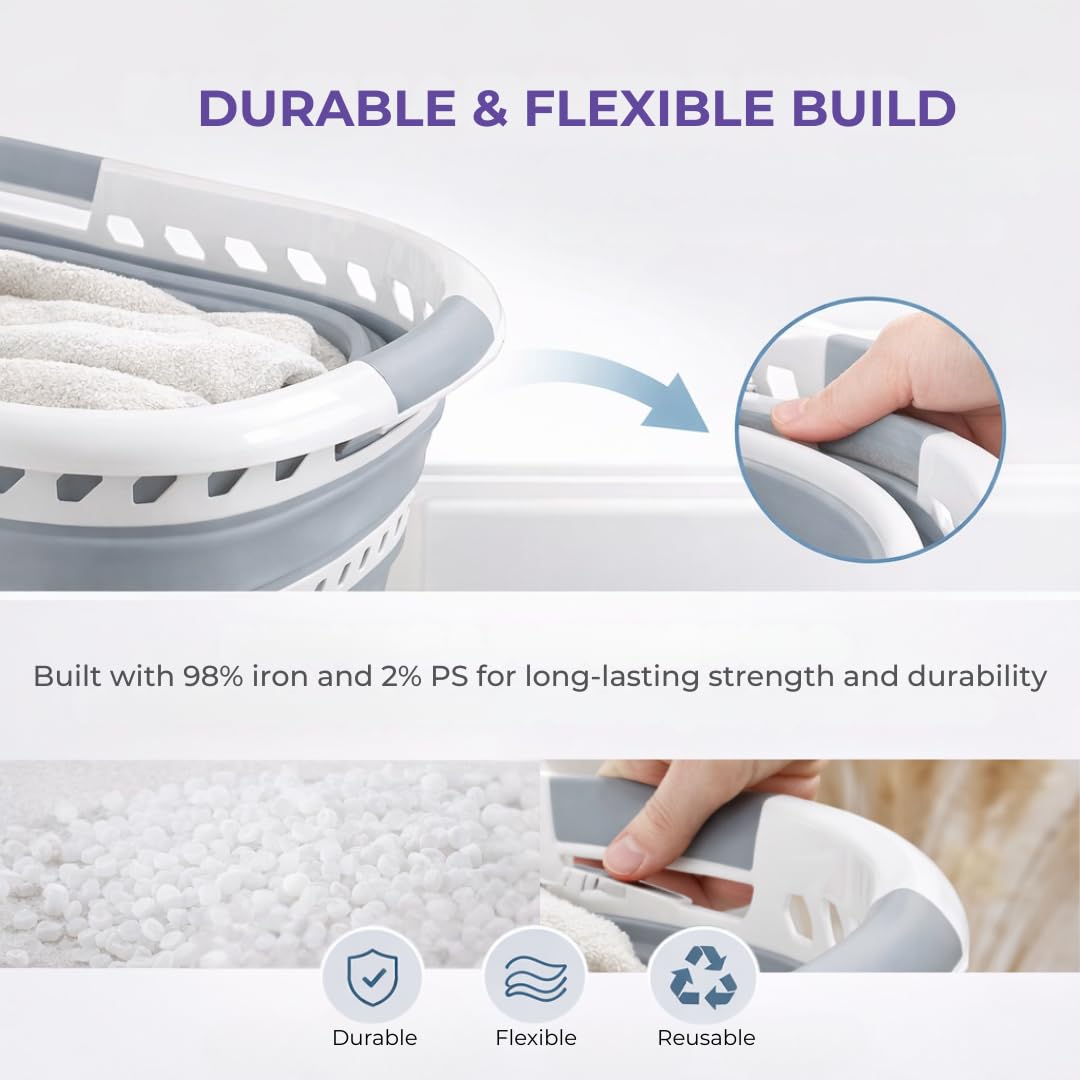 Laundry 360 Collapsible Laundry Basket 40L | Portable | Space Saver Storage | Hold 2 Loads | Store