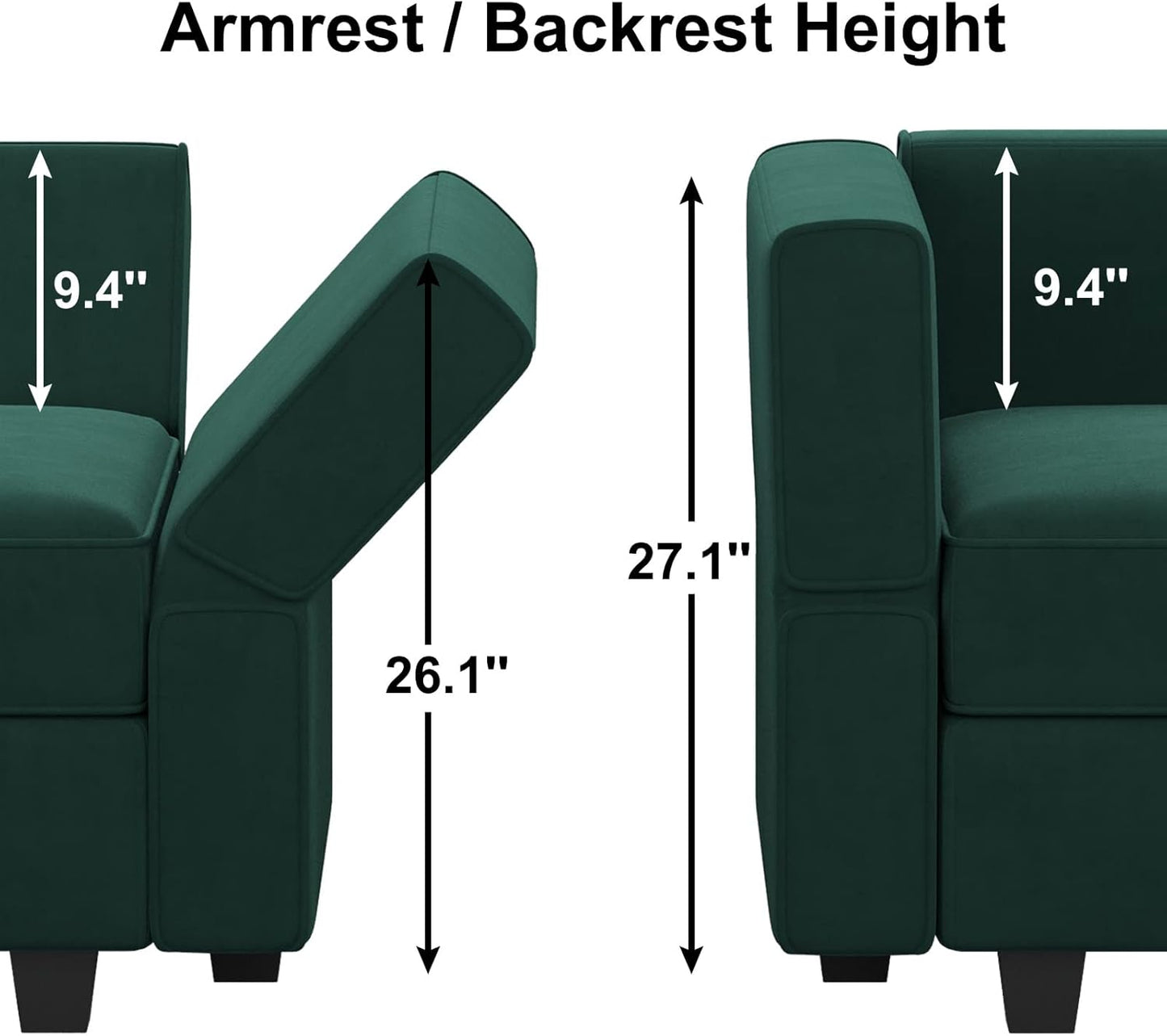 Belffin Modular Sectional Sofa Couch with Reversible Chaise - Velvet L Shaped Couch with Storage, 4-seat Convertible Green.…