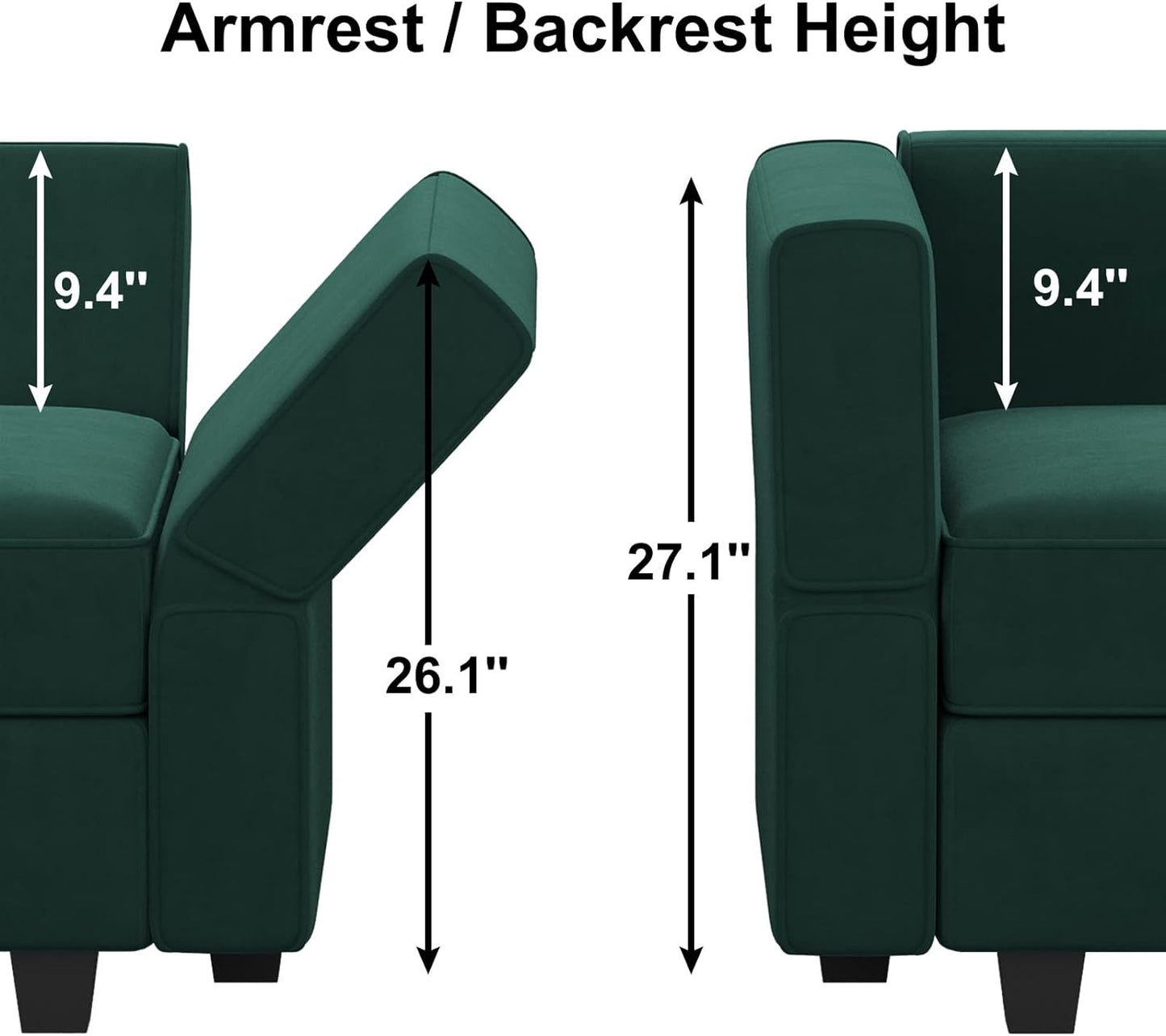 Belffin Modular Sectional Couch U Shaped Sofa with Storage Seat Reversible Sectional Sofa Couch with Chaise Velvet Green
