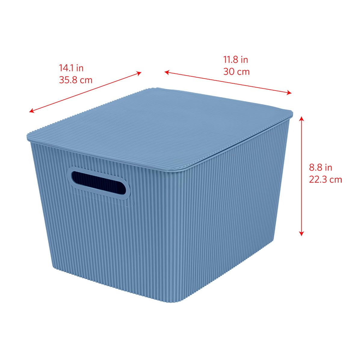Glad Storage Baskets with Lids - Set of 4 Stackable Plastic Boxes with Handles - Decorative Shelf