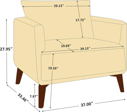 Oversized Accent Chair Modern Boucle Armchair for Living Room- 37" Wide Accent Chair with Solid Wood Legs, White Upholstered Lounge Chair for Bedroom & Office, Cozy Reading Chair (Easy Assembly)