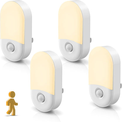 L LOHAS LED Motion Sensor Night Light, Motion Activated Night Light, 4Pack, 3000K Warm White, Night Lights Plug into Wall Motion Sensor, 30/60LM Adjustable Brightness, for Kids Adults Bathroom Kitchen