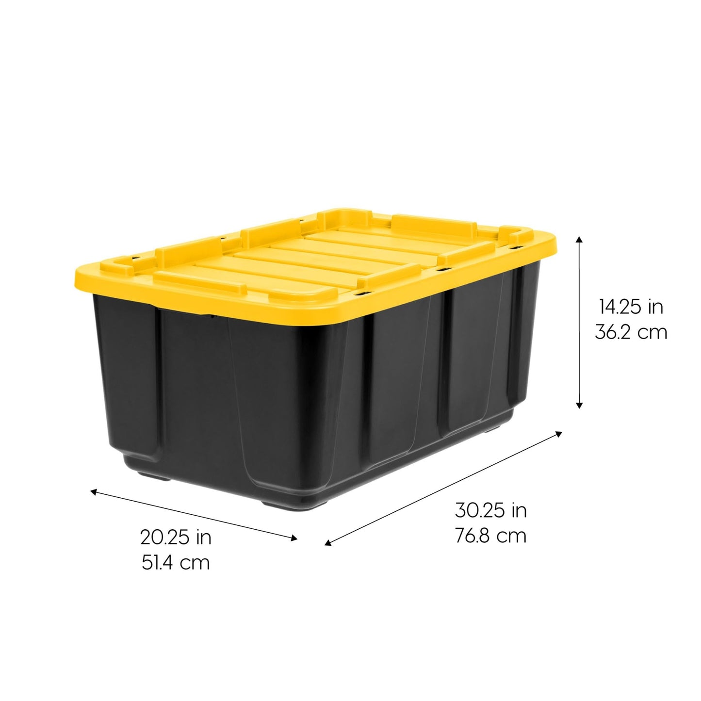 IRIS USA 4-Pack 27 Gal Heavy Duty Storage Tote Bins with Lids, Black/Yellow