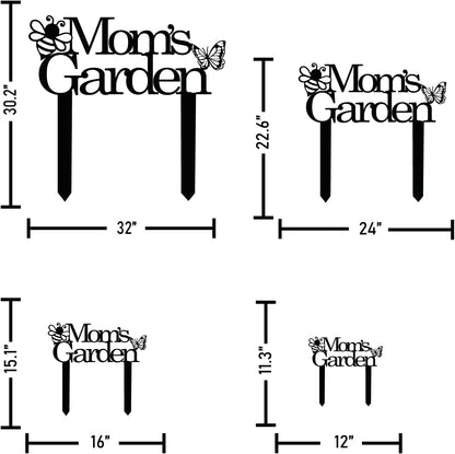 Custom Patio Meta Sign with Stake, Bee and Butterfly Decoration, Farmhouse Yard Art - Personalized Gardener Name, Gift for Mom & Grandma
