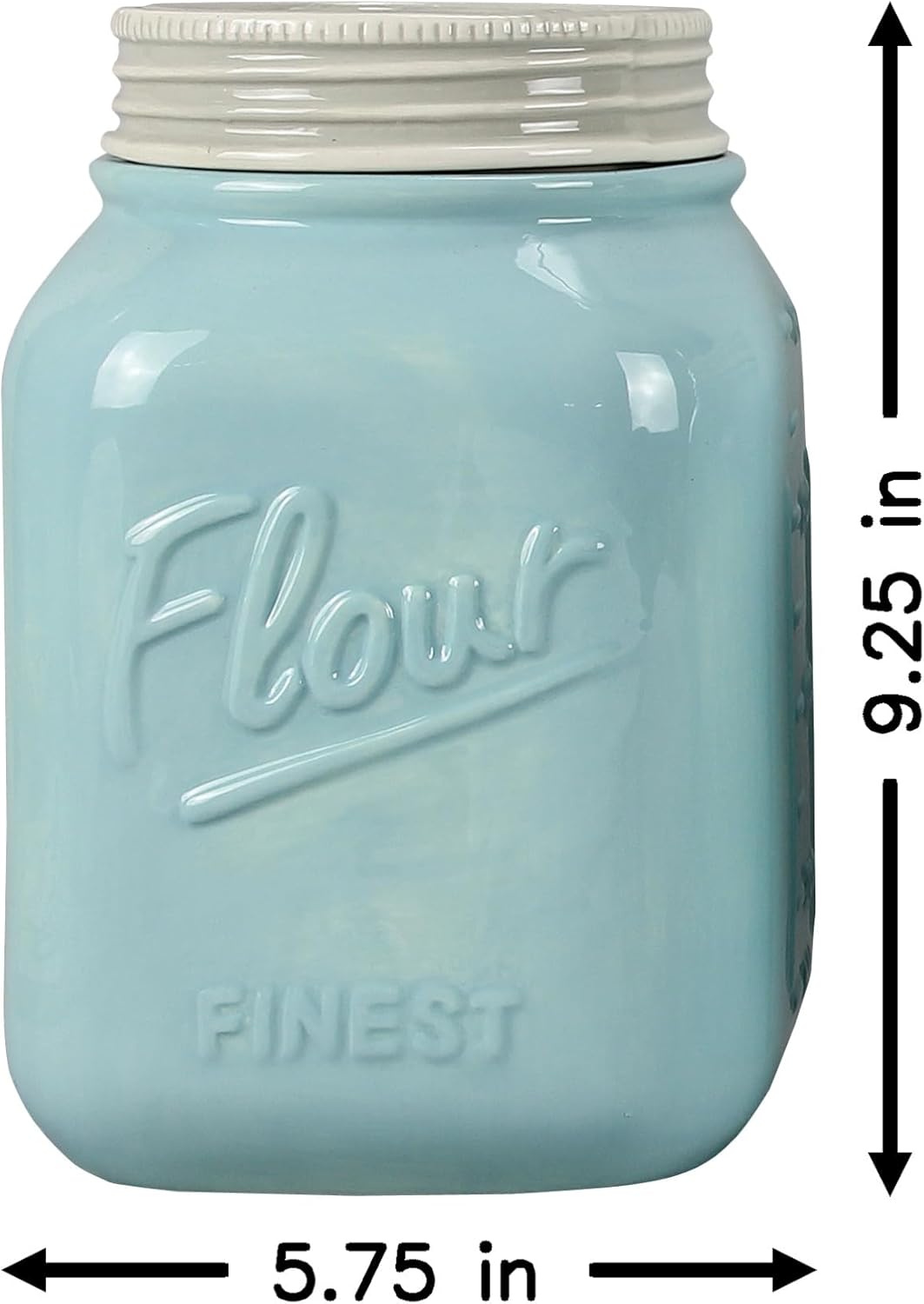 Young's Inc. 4 Pcs Set Vintage Ceramic Canisters- Storage Container for Kitchen and Bathroom - Beautiful Home Decor Accent to Store Food, Coffee, Tea, and More - Sky Blue