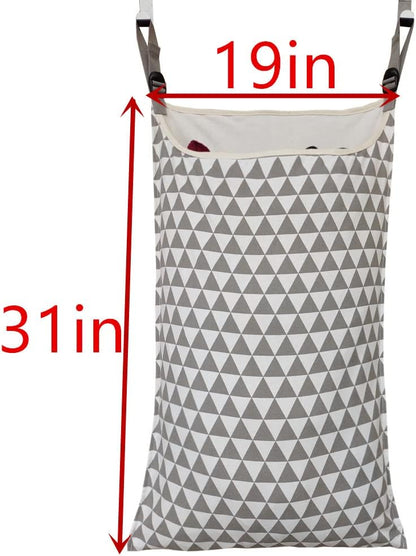 Adjustable Space Saving Door Hanging Laundry Hamper Bag with Over Door Hooks for Dirty Laundry
