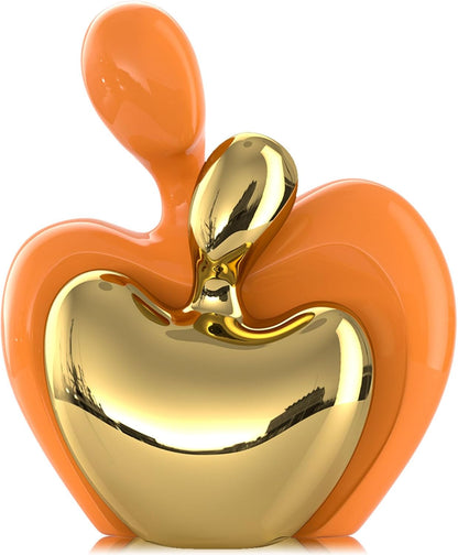 XMGZQ Orange and Gold Ceramic Couple Figurines Home Decor,Wedding Engagement Romantic Gift for Husband Wife,Large Male and Female Love Statue Valentine's Day Birthday,Abstract Hugging Couple