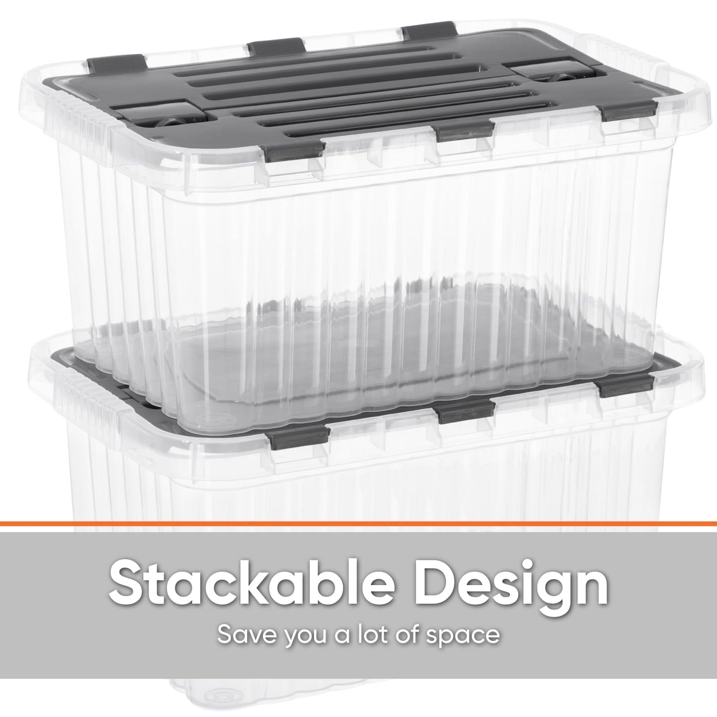 Superio Storage Bins with Lids, Clear Plastic Containers for Organizing, Stackable Totes, BPA Free
