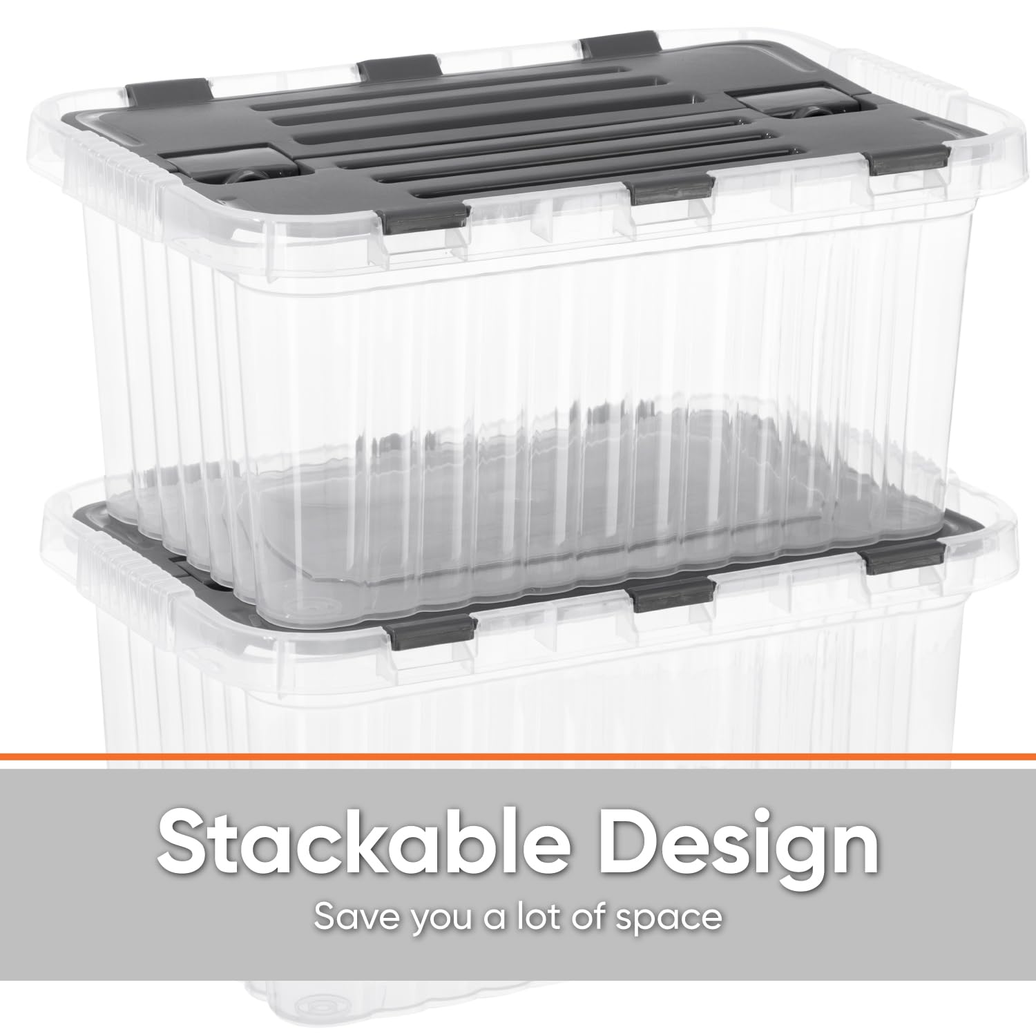 Superio Storage Bins with Lids, Clear Plastic Containers for Organizing, Stackable Totes, BPA Free