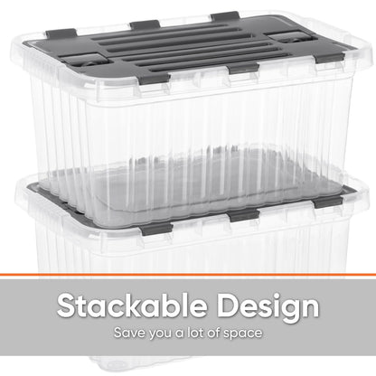 Superio Storage Bins with Lids, Clear Plastic Containers for Organizing, Stackable Totes, BPA Free