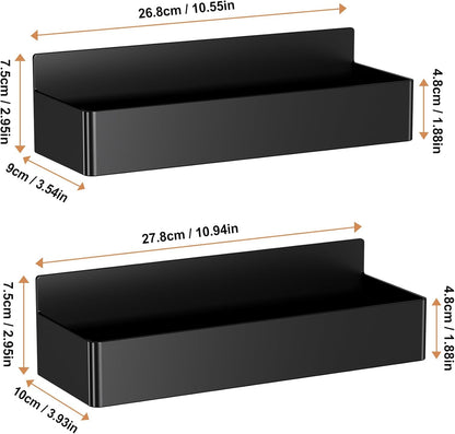 Magnetic Spice Rack for Refrigerator, Kitchen Organizer and Storage Shelf, Black (2 Pack)…
