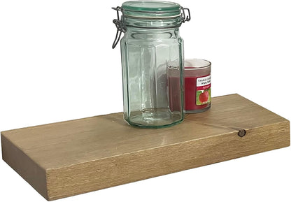 joelsantiques - 18 Inch Wooden Floating Shelves for Wall - 18x6x2 in - Made of Natural Wood - Short Heavy Duty Rustic Wall Shelves for Bedroom - Perfect for Bathroom, Kitchen - Natural