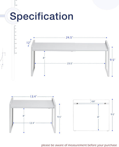 Nxconsu Expandable Cabinet Shelf Organizer Riser for Kitchen Pantry Cupboard Under Sink Countertop Home Storage Organization Rack Space Saver Freestanding Heavy Duty Nonslip Stackable White X Large