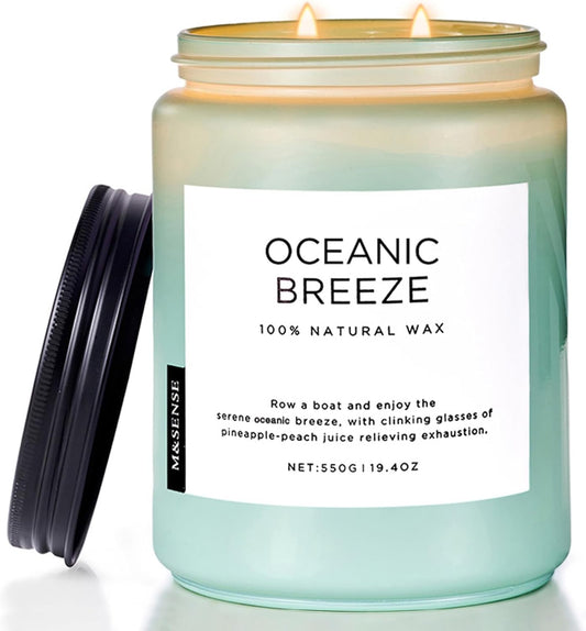 M&SENSE Candle Oceanic Breeze Scented, 19.4oz 110 Hour Long Lasting 2 Wick Pineapple & Mango Scent