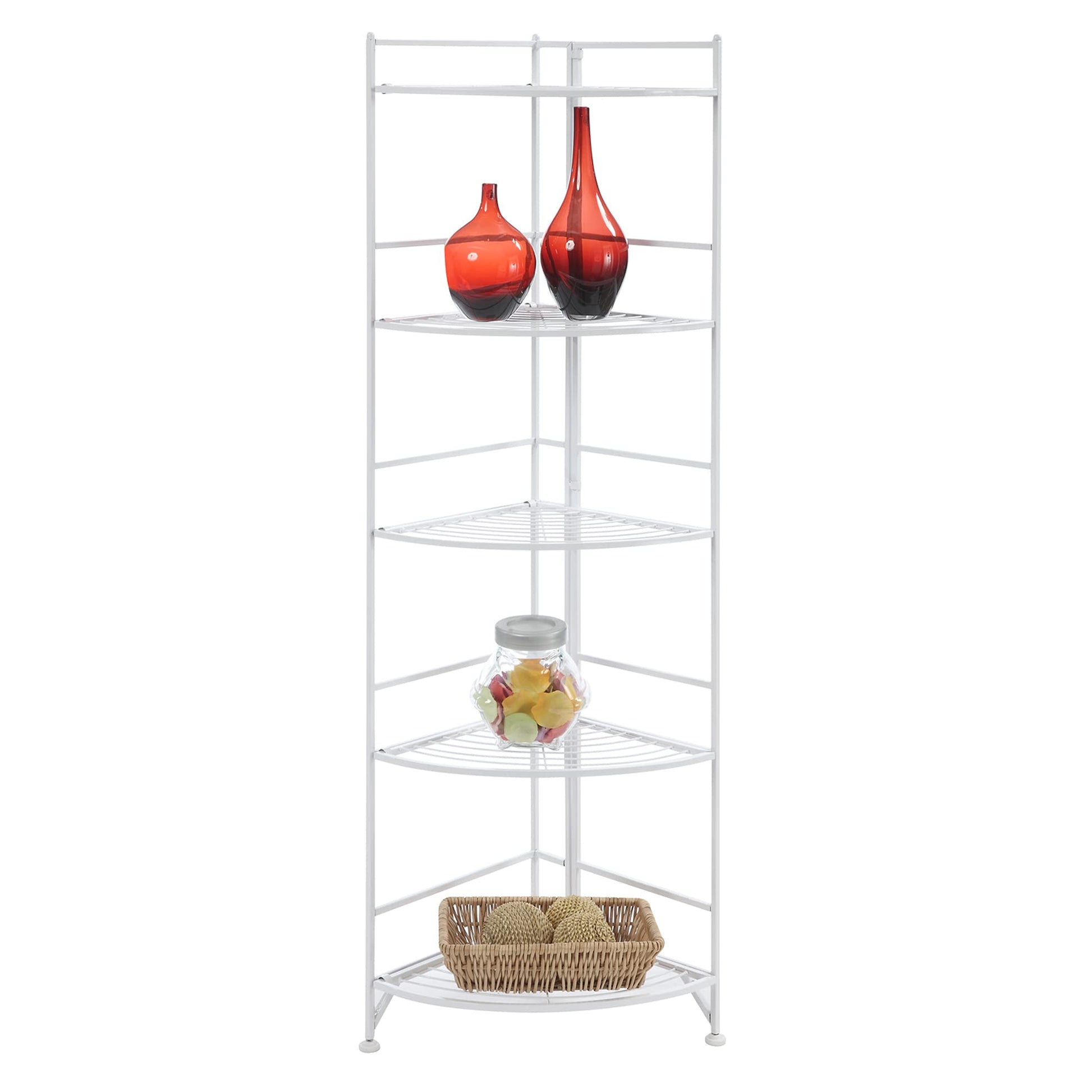 Convenience Concepts Xtra Storage Shelves - 5-Tier Corner Folding Metal Storage Shelves, Closet