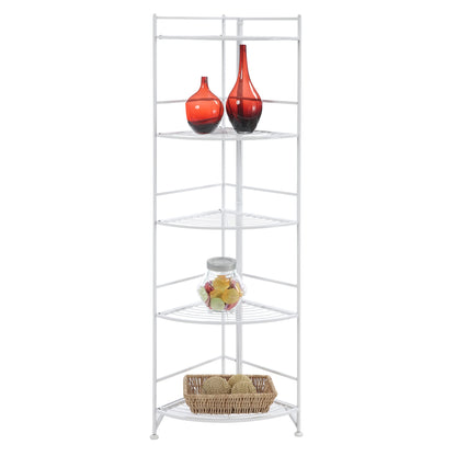 Convenience Concepts Xtra Storage Shelves - 5-Tier Corner Folding Metal Storage Shelves, Closet