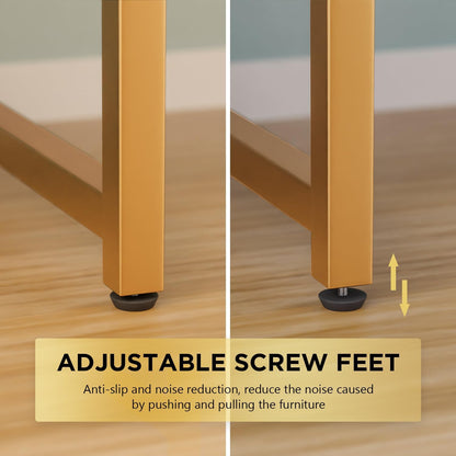 PayLessHere | 32 Inch Computer Desk | White Gold | Office Desk with Metal Frame, Adjustable Feet | Water-Resistant, Scratchproof Surface | Sturdy Writing Table for Home Office or Study | Pack of 1