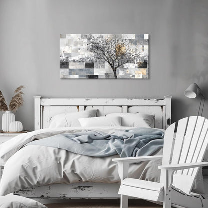 LASMOND Modern Abstract Tree Wall Art for Living Room Black and White Canvas Painting Wall Art Large Nature Landscape Artwork Bedroom Office Home Decor (30x16 Inches)