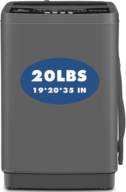 Nictemaw Portable Washing Machine, 20Lbs Capacity Full-Automatic Portable Washer Machine, 2.8Cu.ft Compact Laundry Machine with Drain Pump, 10 Programs & 8 Water Levels for Apartment Dorm RV