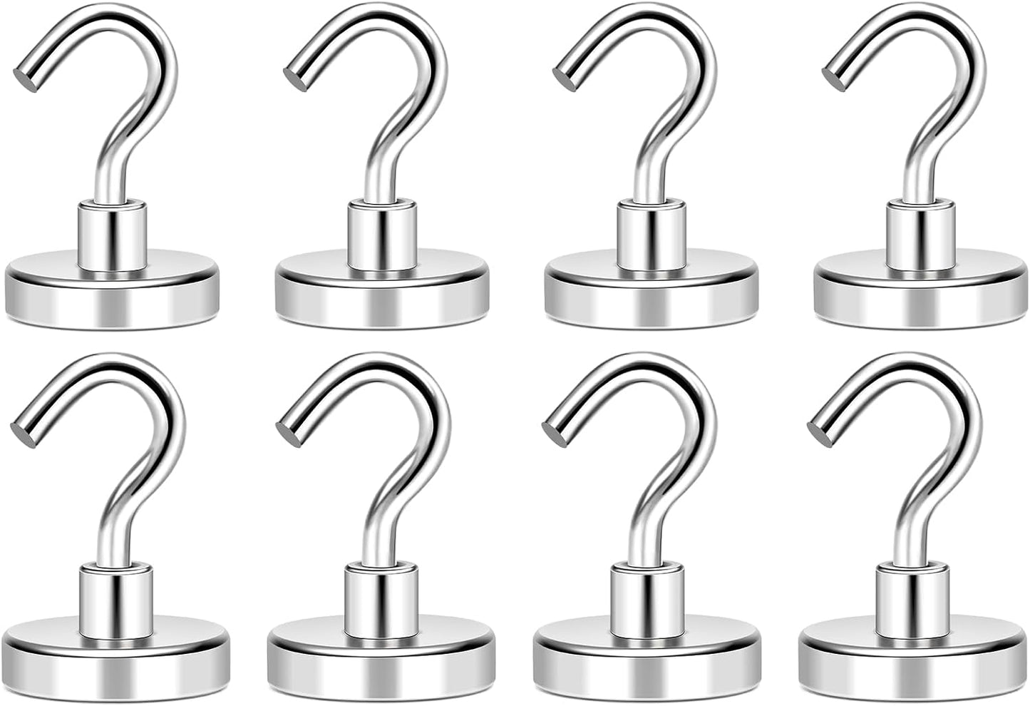 MIKEDE Magnetic Hooks, 80LB+ Heavy Duty Magnetic Hooks Cruise with Epoxy Coating for Refrigerator, Strong Magnet Hooks for Tool Room, Magnetic Metal Hooks for Grill - 8 Pack
