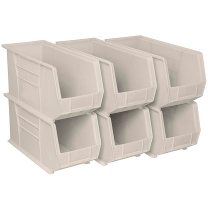 Akro-Mils 30265 AkroBins Plastic Storage Bins, 18"x8.25"x9", Stone, 6-Pack