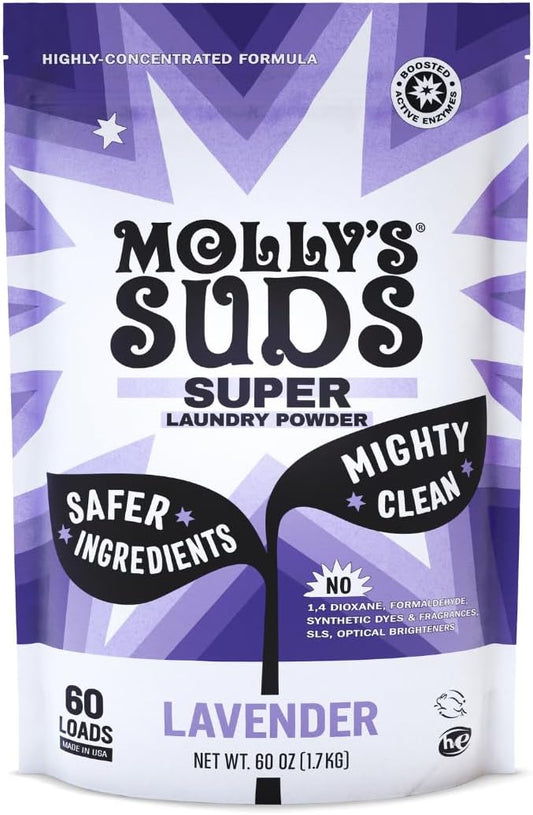 Molly's Suds Super Powder Detergent | Extra Strength Laundry Soap, Stain Fighting | Sensitive Skin