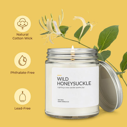 1OAK Soy Wax Scented Candles (Wild Honeysuckle) - Long Burning Premium Hand-Poured (7oz.)