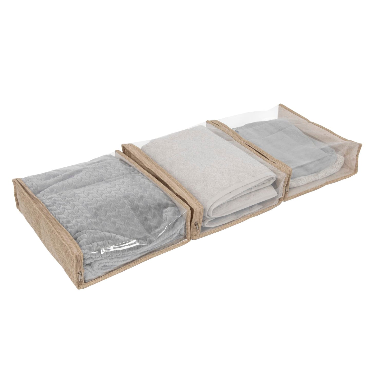 Household Essentials Under Bed Zippered Sweater Storage Bags with Clear Vision Panel, Set of 3