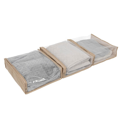 Household Essentials Under Bed Zippered Sweater Storage Bags with Clear Vision Panel, Set of 3