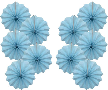 Blue Graduation Party Decor,Baby Blue Party Decorations,Christmas Baby Shower Decorations,Under The Sea Decorations,Blue Bachelorette Party 8in Hanging Paper Fans 30 Color DIY Set (Light Blue)