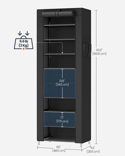 SONGMICS Home Shoe Rack 10-Tier, Tall Narrow Metal Shoe Organizer with Dust Cover, 11.2 x 19.1 x