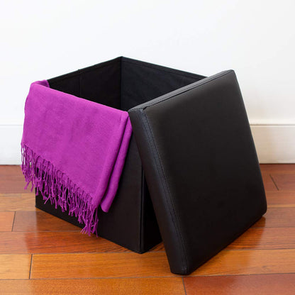 Home Basics Storage Ottoman (Black)