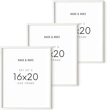 HAUS AND HUES 16x20 Frames Set of 3 - White Picture Pack Poster 16x20, Wall Frame Collage Decor 16 x 20 (White Oak Frame)