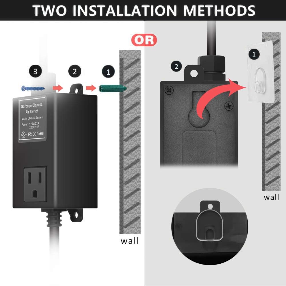 Garbage Disposal Air Switch Kit for SinkTop Waste Disposal with Stainless Steel Polished Short Air Button by briidea