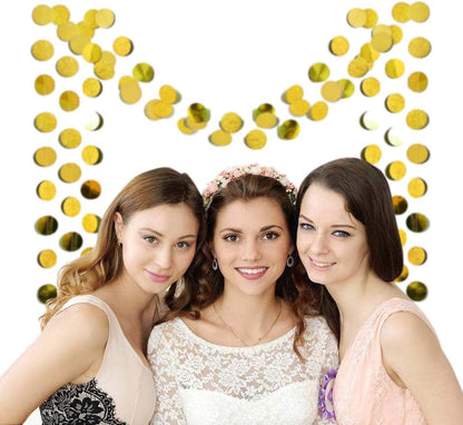 6 Pcs Glitter Gold Paper Circle Dots Garland Party Hanging Decorations Birthday Party Bachelorette Party Engagement Party Bridal Shower Wedding Baby Shower Christmas Supplies Photo Backdrop (52 Feet)