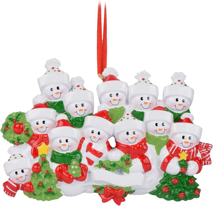 Snowman Family of 12 Ornament 2025 Personalized Family Christmas Ornaments 2025 | Snow People Personalized Tree Ornaments for Grandchildren, Siblings & Grandkids of Twelve Ornament Snowmen Small Tree