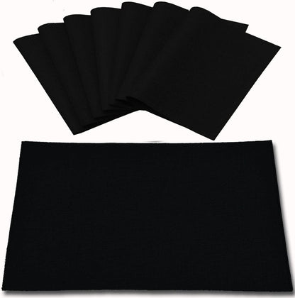 Cloth Placemats Set of 8, Linen Type Fabric Placemats Machine Washable Heat Resistant Placemats Wrinkle Free Thick Polyester Kitchen Place Mats for Dining Table (Black)