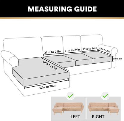 PrinceDeco Sectional Couch Covers 4 Pieces Velvet Separate Couch Cushion Covers L Shape for Left/Right Chaise Sectional Couch with Elastic Bottom (3 Seater + 1 Chaise,Grey)