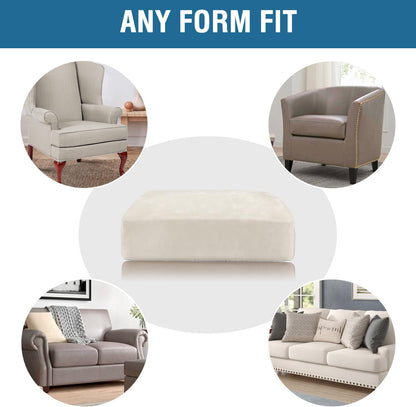 H.VERSAILTEX Velvet Stretch Couch Cushion Cover Plush Cushion Slipcover for Chair Loveseat Sofa Cushion Furniture Protector Seat Cushion Sofa Cover (2 Piece Medium Sofa Cushion Covers, Porcelain)