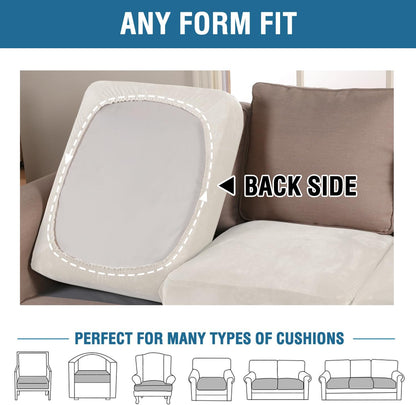 H.VERSAILTEX Velvet Stretch Couch Cushion Cover Plush Cushion Slipcover for Chair Loveseat Sofa Cushion Furniture Protector Seat Cushion Sofa Cover (3 Piece Sofa Cushion Covers, Porcelain)